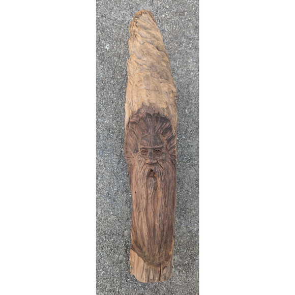 Hand Carved Wood Spirit Sculpture Man Folk Art Branch 13.5" - Picture 1 of 10
